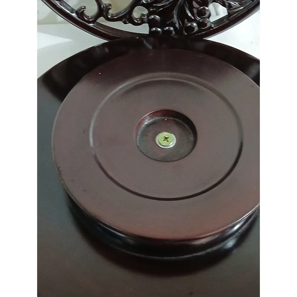 Vintage Wood Display  lazy susan Ornate Carved Grape Vine‎ Leaf Motif